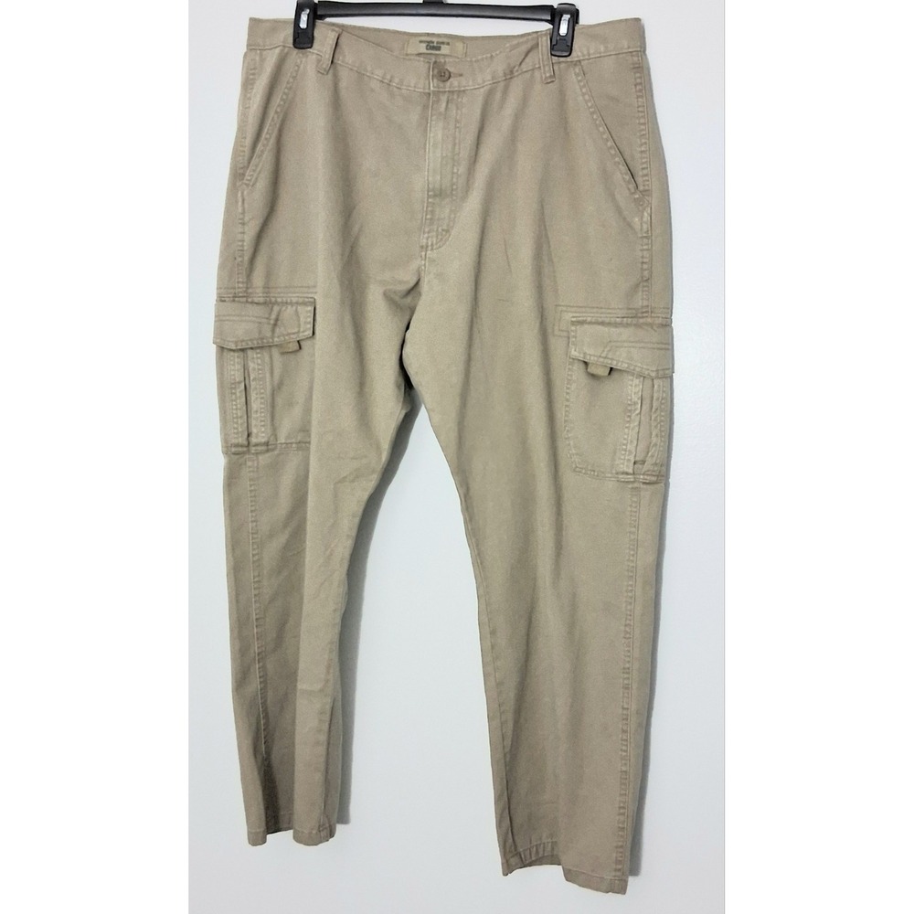 Wrangler Jeans Co Cargo Pants Tan Men's Size 40x30 Pockets Zip Up Pre-owned